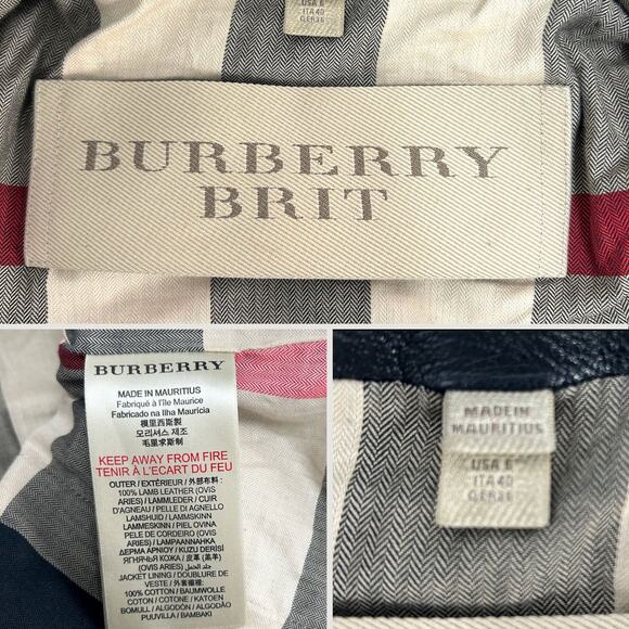 Burberry Brit  Quilted Remmington Lamb Leather Biker Jacket, Sz 6 - Picture 13 of 14